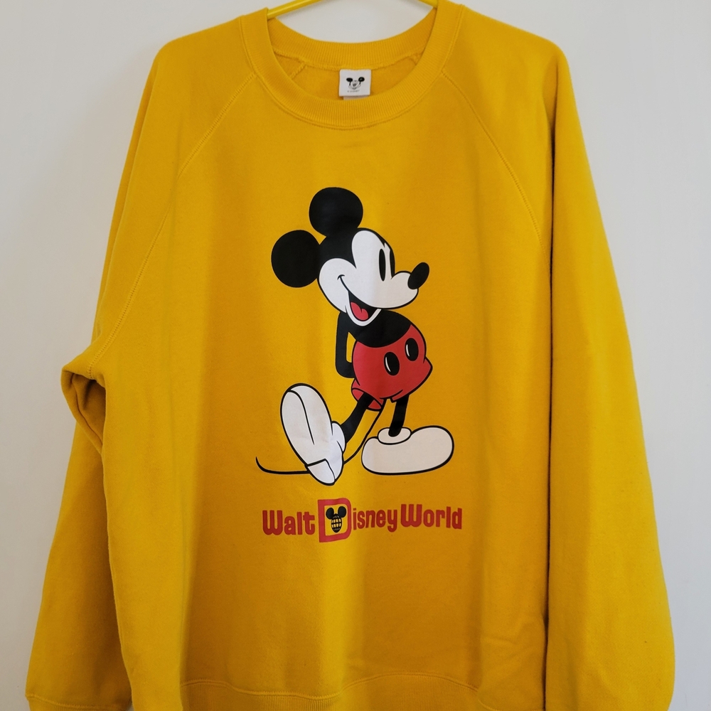 NWOT Disney Parks Walt Disney World Classic Mickey Mouse Sweatshirt Yellow XXL